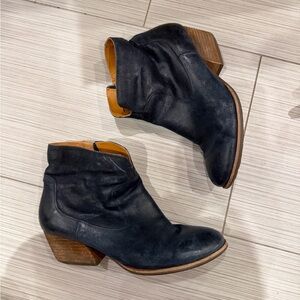 Kirk-Ease Sherrill Western Bootie in Black Suede Leather Ankle Boots, Size 9